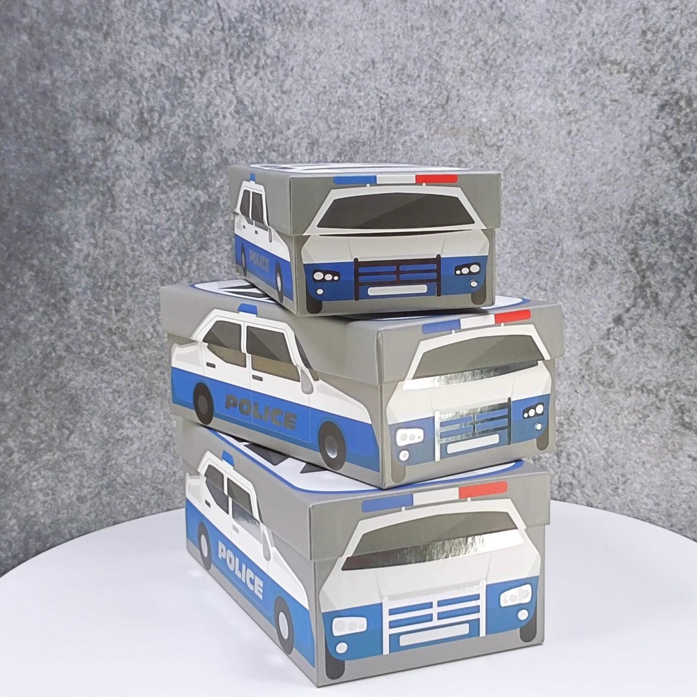 Police Car Shaped Nesting Boxes‎ Set of 3 Cardboard Decorative Storage